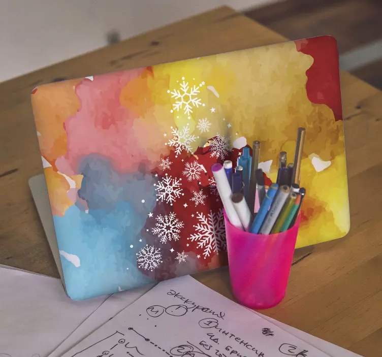 Barevný vzor sněhové vločky Samolepka na notebook - TenStickers
