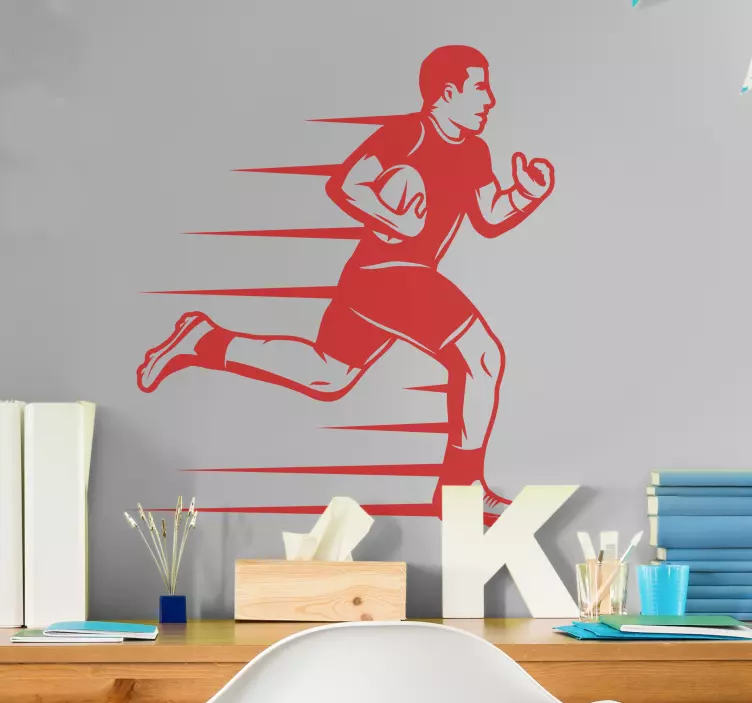 Běžící hráč s nálepkou na ragbyovou zeď - TenStickers