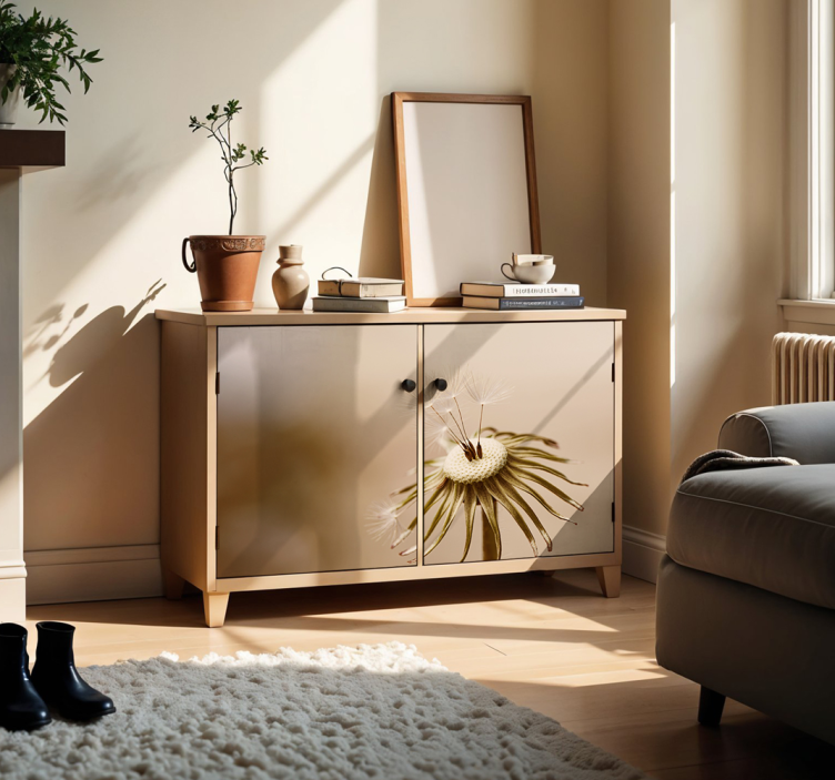 Béžová pampeliška Nábytek nálepka - TenStickers