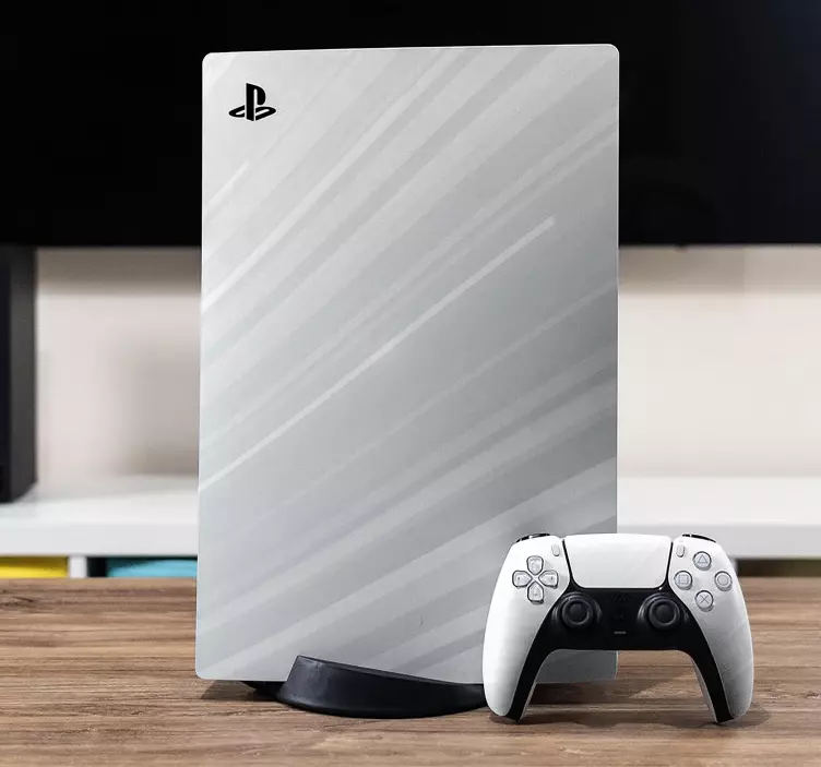 Samolepka bílé a šedé abstraktní vlny ps5 - TenStickers