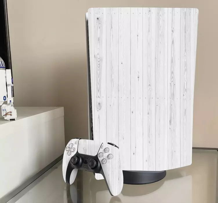 Samolepka bílé dřevěné textury ps5 - TenStickers