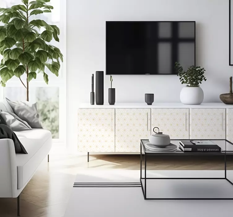 Bílé a zlaté linky Čáry nálepka - TenStickers