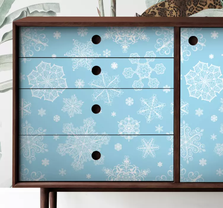 Sněhové vločky na modrém pozadí vánoční nálepka - TenStickers