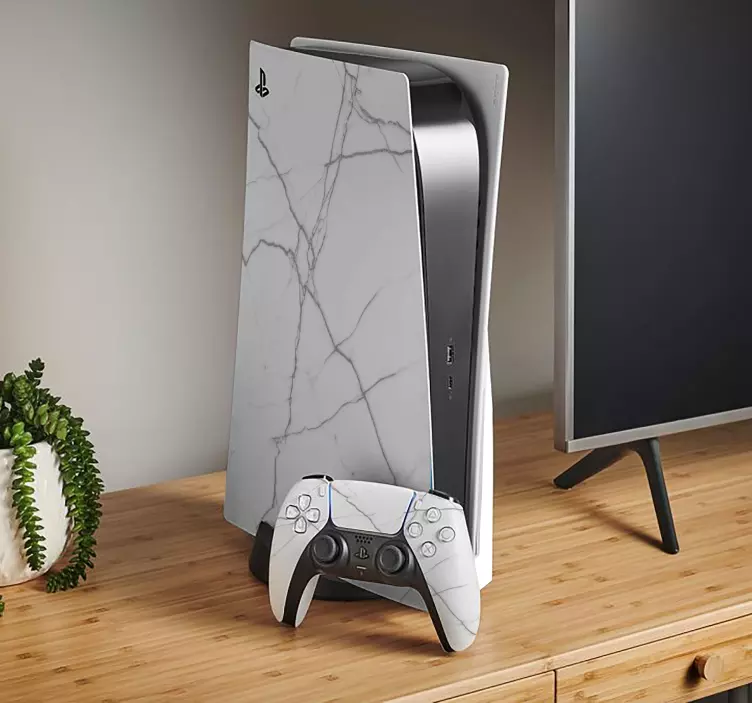 Bílý mramor Ps5 nálepka - TenStickers