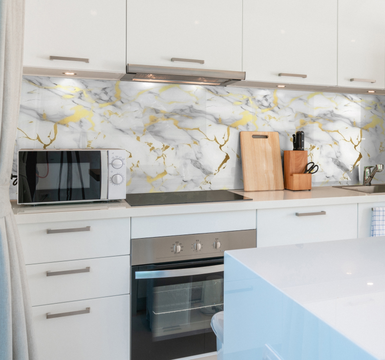 Bílý mramor s zlatými žílami Textury nálepek - TenStickers