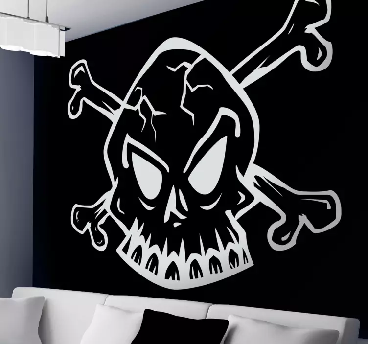 Bílý obrys nálepky lebky - TenStickers