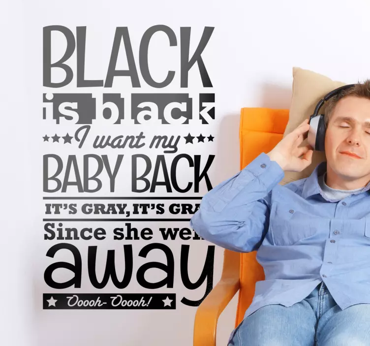 Black is black lyrics decal - TenStickers
