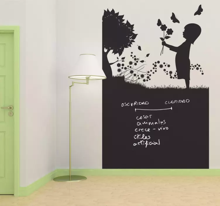 Blackboard dívka přírodě home wall nálepka - TenStickers