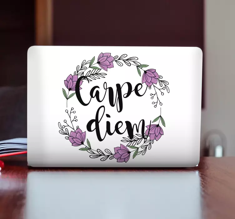Carpe diem barevný květinový vzor laptop skin - TenStickers