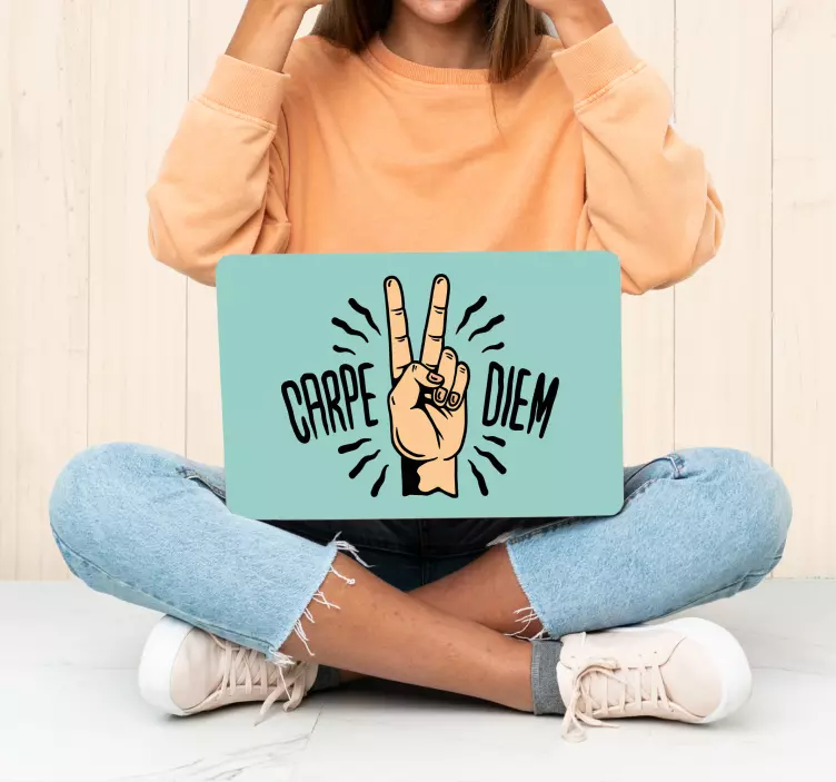 Carpe diem mír ruční ilustrace laptop skin - TenStickers
