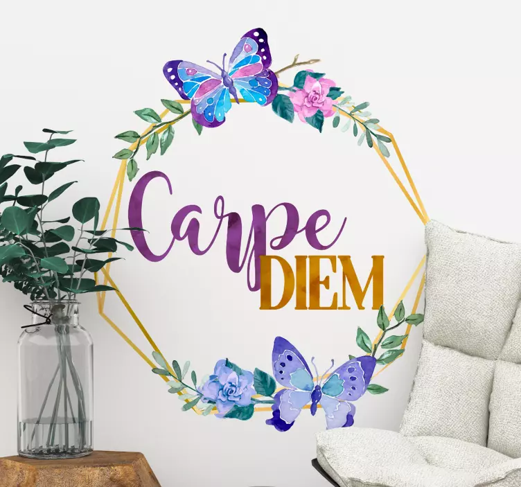 Carpe diem s květinami obývací pokoj stěny dekor - TenStickers
