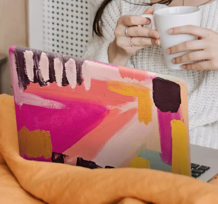 černá a růžová moderní úvodní kůže notebooku - TenStickers