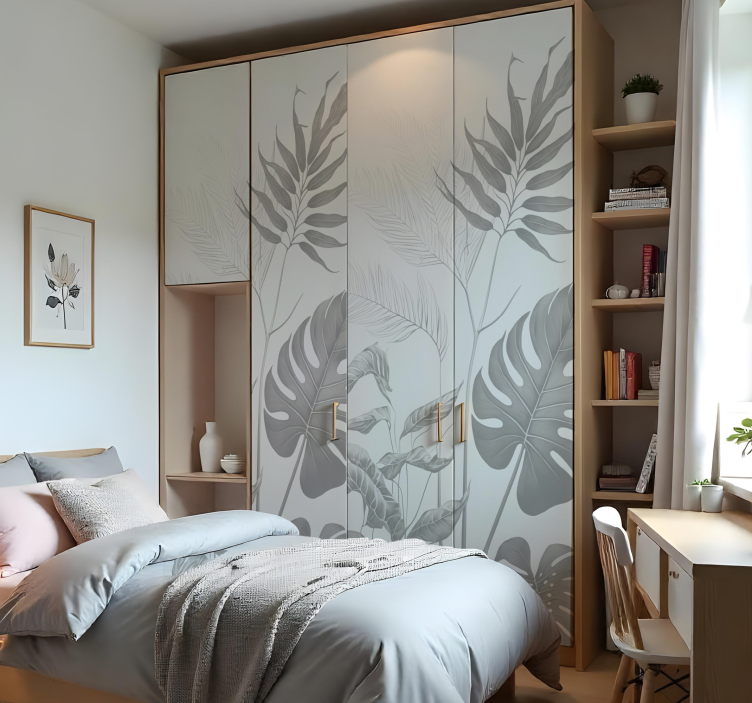 černé a bílé rostliny Nábytek nálepka - TenStickers