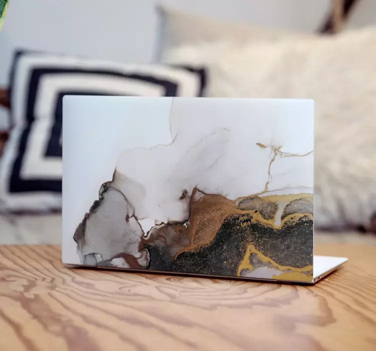 Kůže notebooku z černého a zlatého mramoru - TenStickers