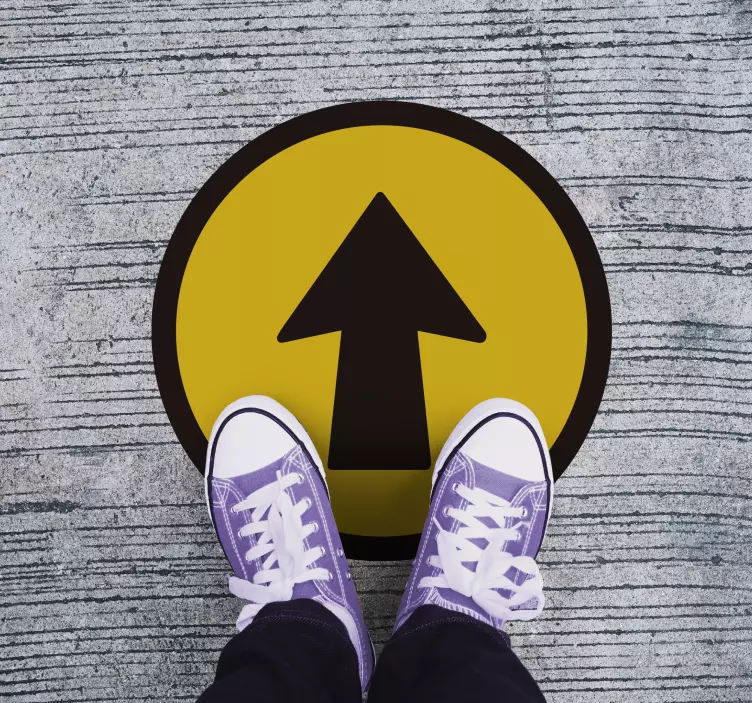 Samolepka na podlahu černá a žlutá šipka - TenStickers