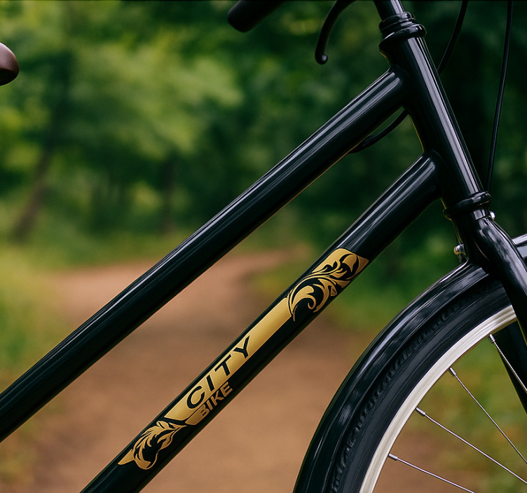 Samolepka na jízdní kola černý a zlatý rám - TenStickers