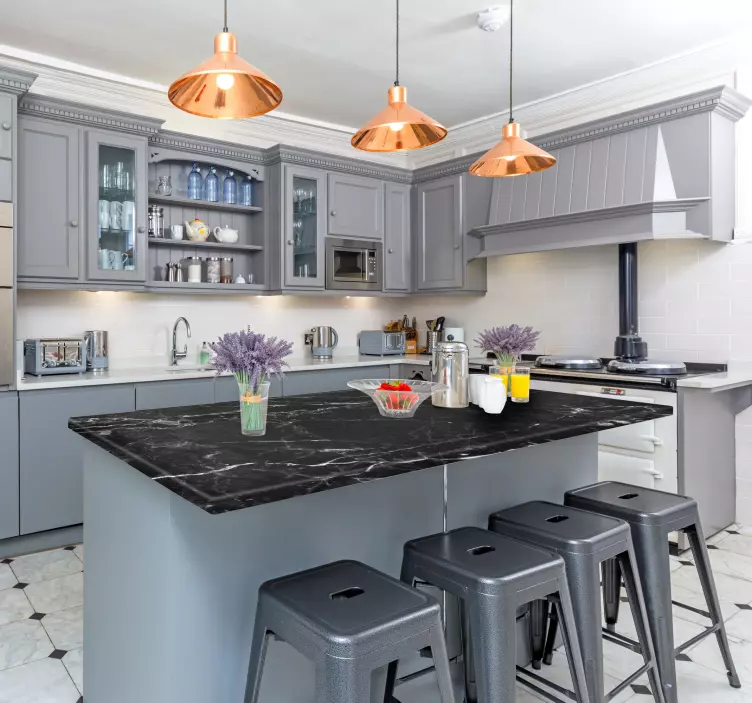 Černý mramorový pult Textury nálepek - TenStickers