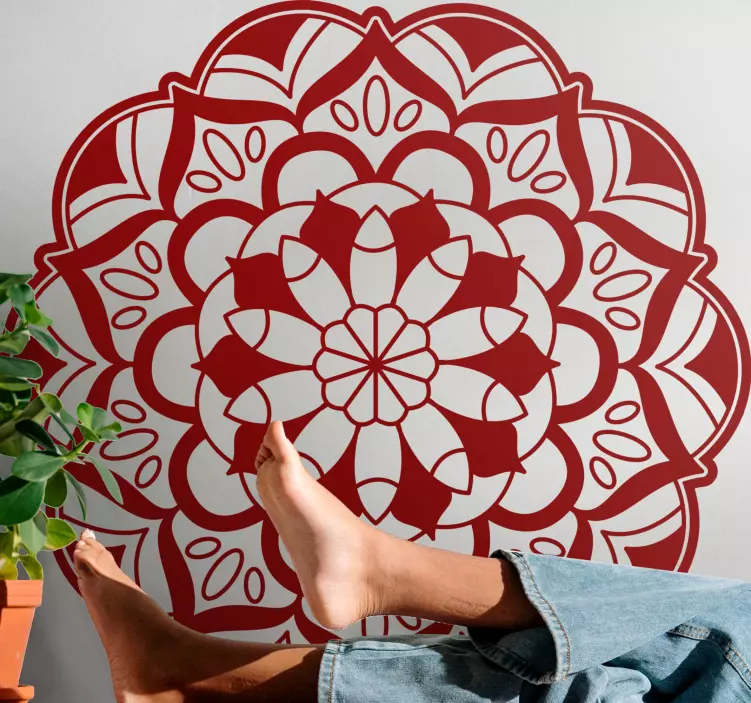 červený květinový vzor mandaly abstraktní nástěnný obtisk - TenStickers