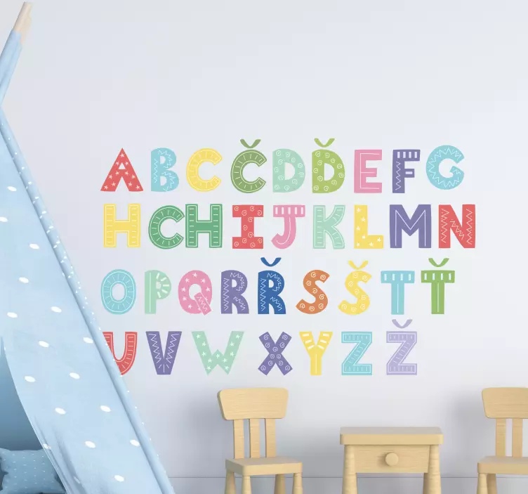 česká abeceda vzdělávací nálepka - TenStickers