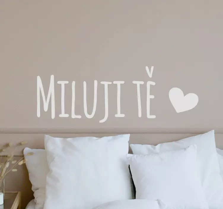 česky miluji tě se srdcem lásky obtisk - TenStickers