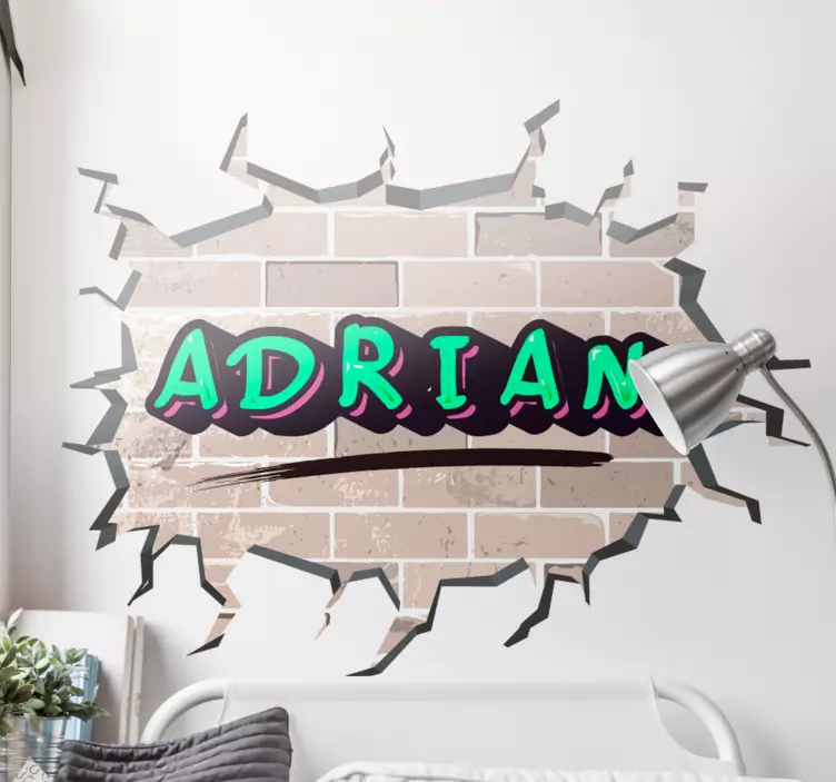 Cihlová zeď graffiti městská nálepka - TenStickers