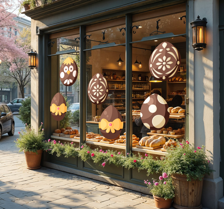 čokoládová velikonoční vajíčka samolepka na výlohy - TenStickers