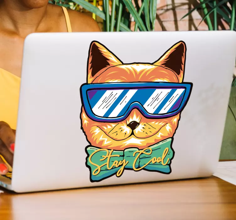 Cool kočka laptop vinyl nálepka - TenStickers