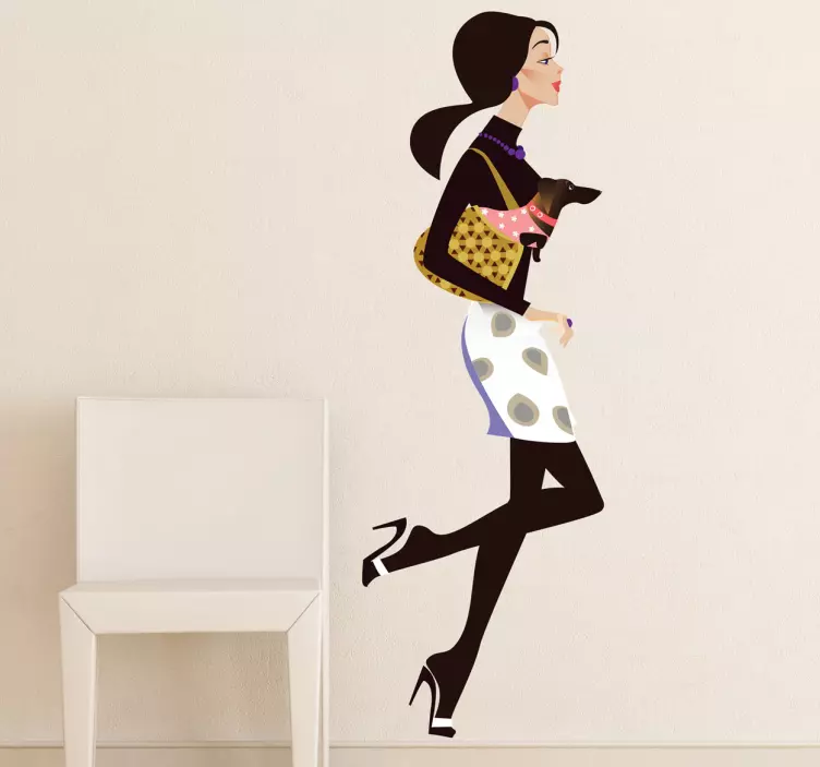 Dáma a malý pes nákupní štítek - TenStickers