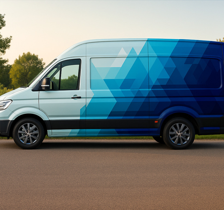 Design modrých trojúhelníků samolepka s dodávkou - TenStickers