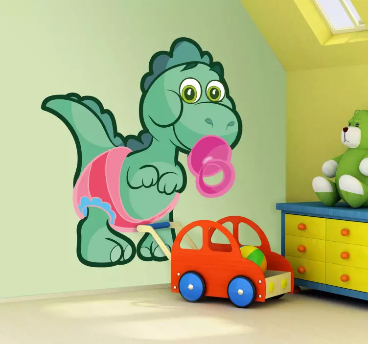 Děti samolepky dítě zelený dinosaurus - TenStickers