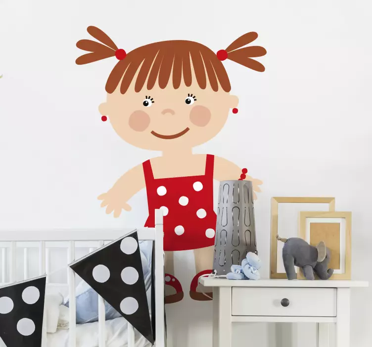 Děti samolepky holčička v červené barvě - TenStickers