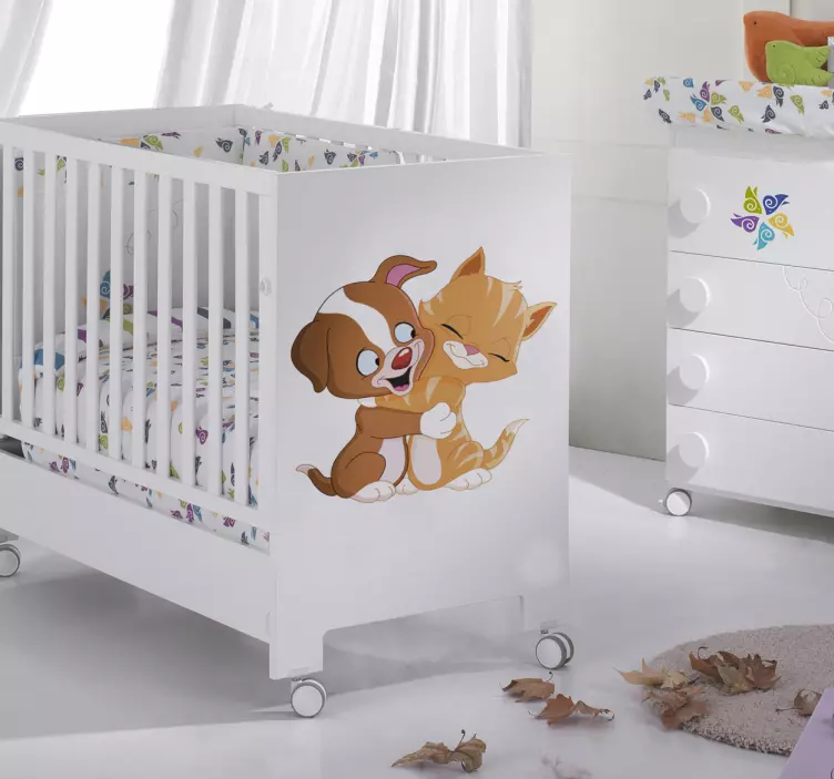 Děti samolepky objímání kočka a pes - TenStickers