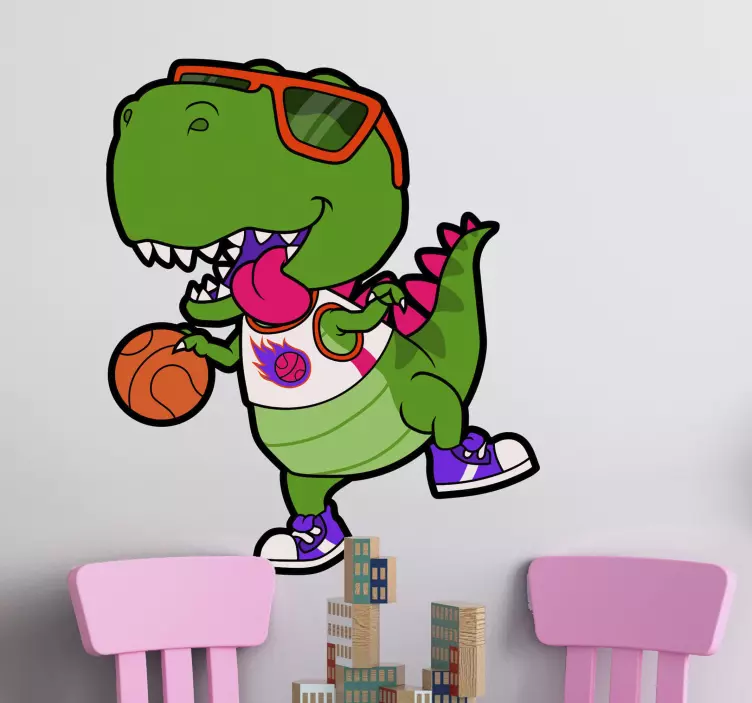 Dinosaur basketballer dinosaur nástěnný samolepka - TenStickers