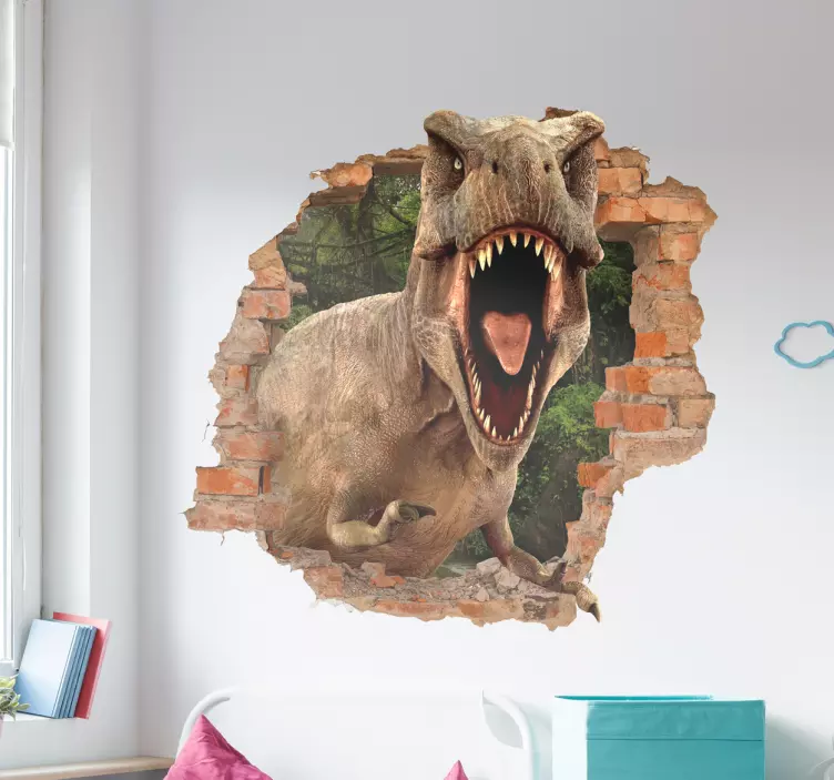 Nálepka na dinosaurus trompe l'oeil - TenStickers