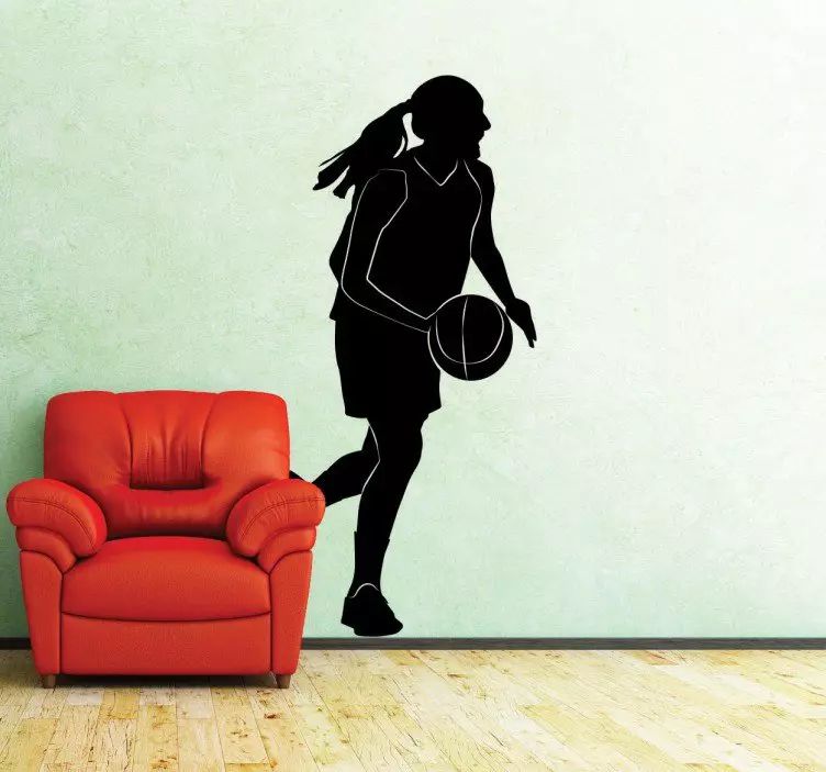 Dívka košík baller silueta nálepka - TenStickers