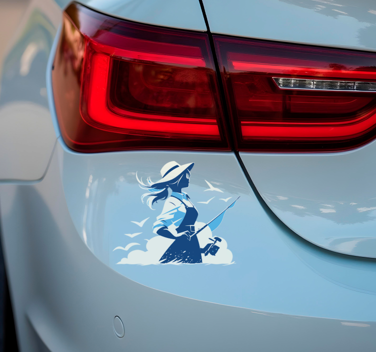 Dívka rybaření samolepka sportu - TenStickers