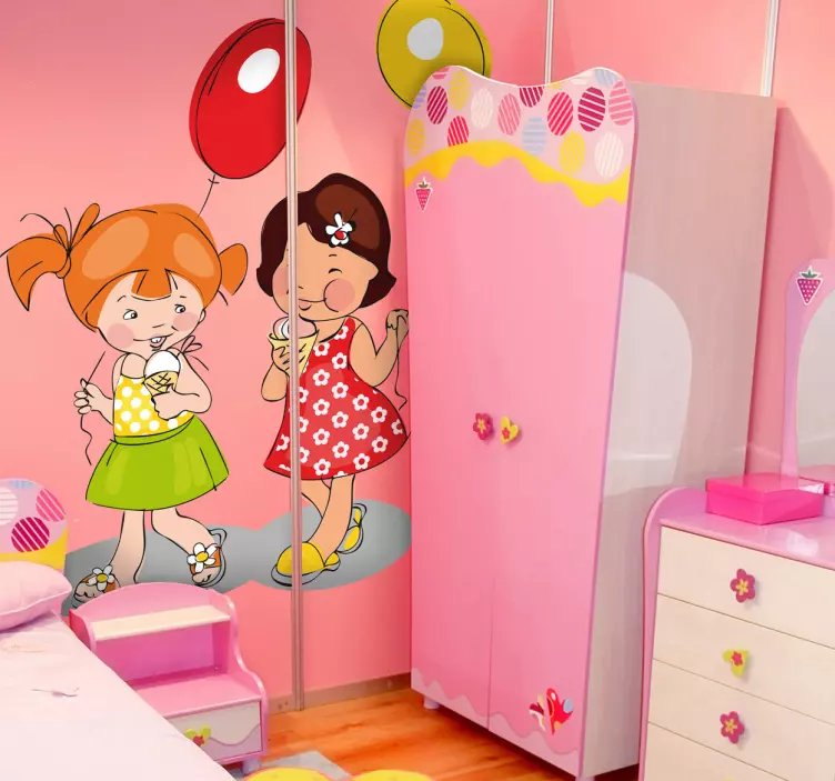 Dívky, balónky a samolepky pro děti ze zmrzliny - TenStickers