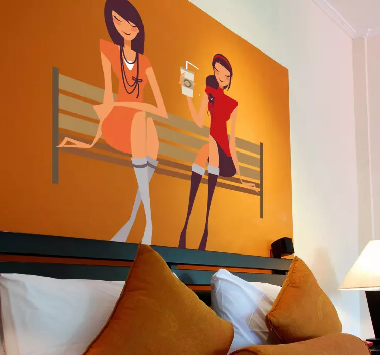 Dívky sedící dekorativní nálepka - TenStickers