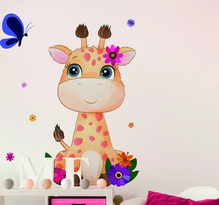 Divoká afrika pro děti žirafa dívka zvířecí obtisk - TenStickers