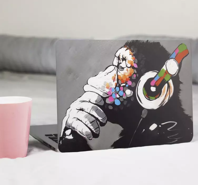 Dj monkey graffiti bansky art notebook kůže - TenStickers