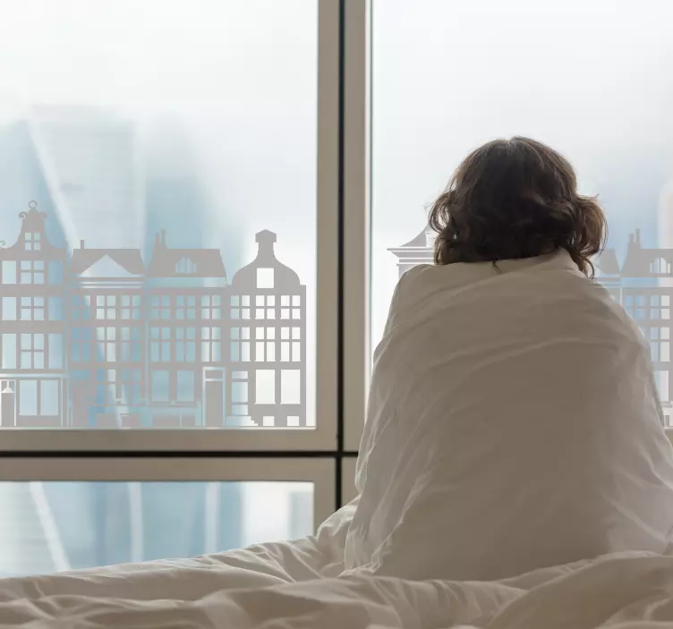 Domy podél nálepky okna kanálu - TenStickers