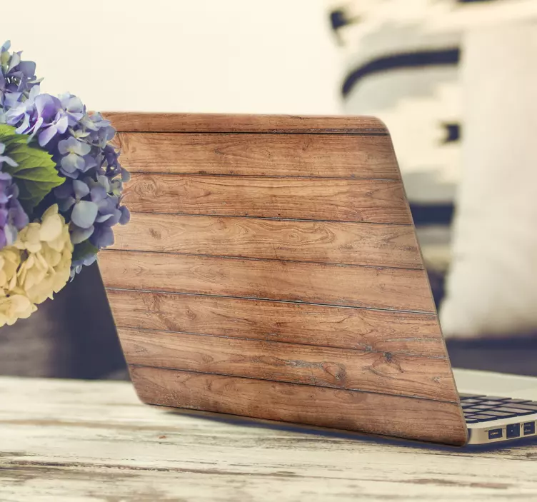 Dřevěné prkno laptop nálepka - TenStickers