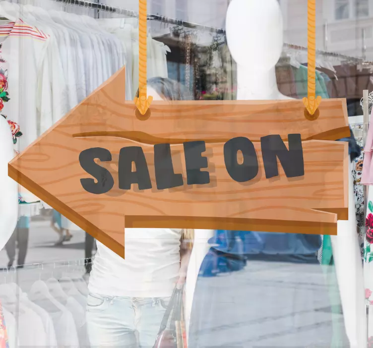 Dřevěný prodejní šíp samolepka na výlohy - TenStickers