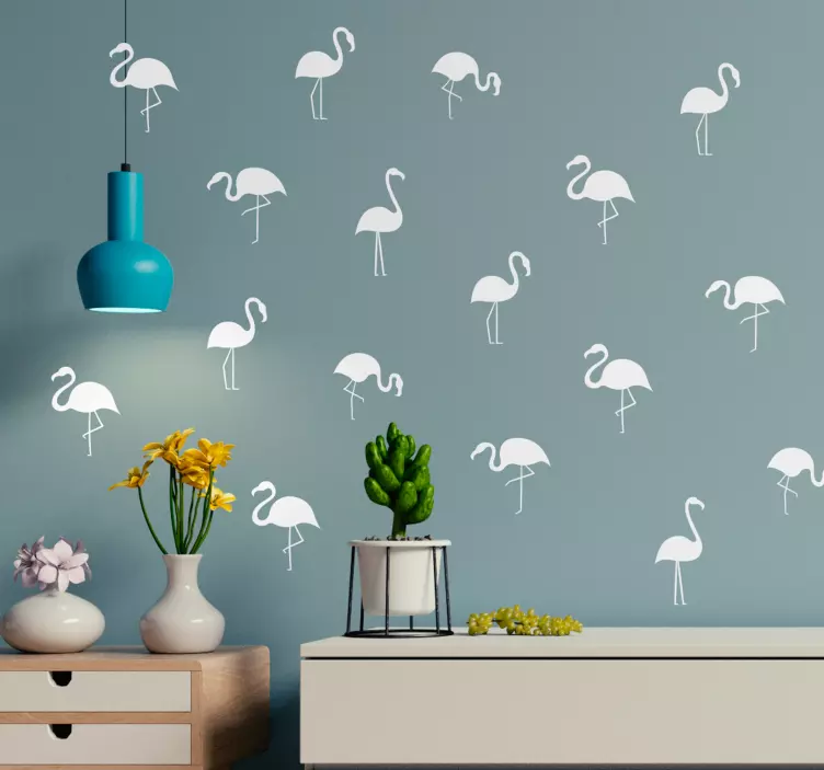 Flamingo monochromatický vzorek zvířecí zeď - TenStickers