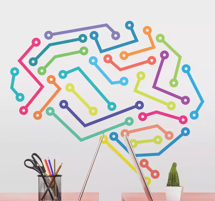 Geometrické samolepka barevné neuronové spojení - TenStickers