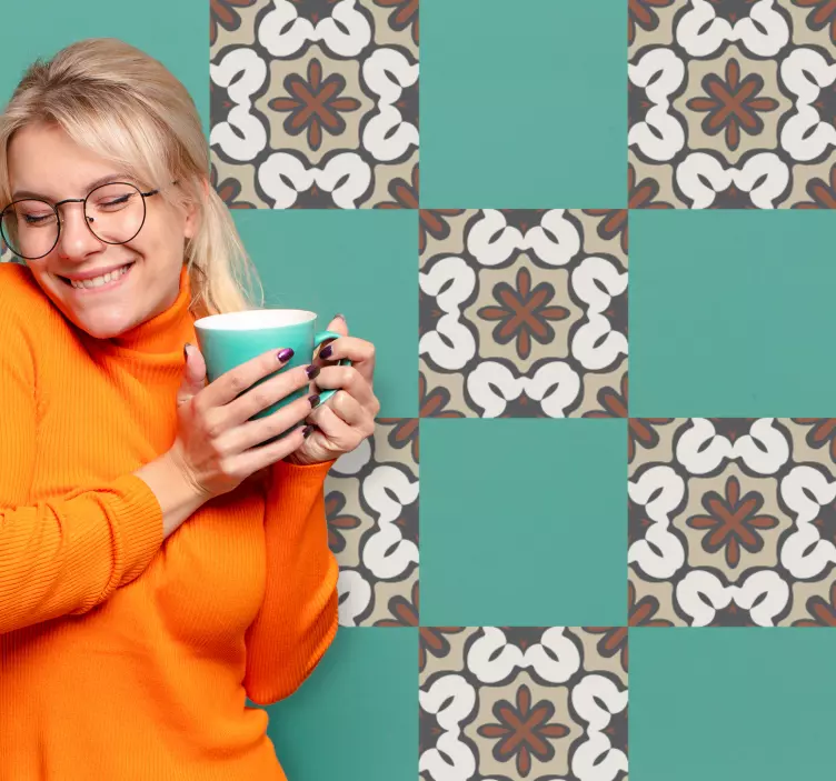 Geometrický béžový design samolepka na dlaždice - TenStickers