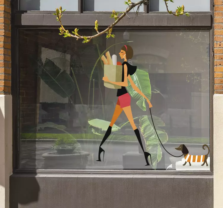 Glamour chic owner & dog wall sticker - TenStickers