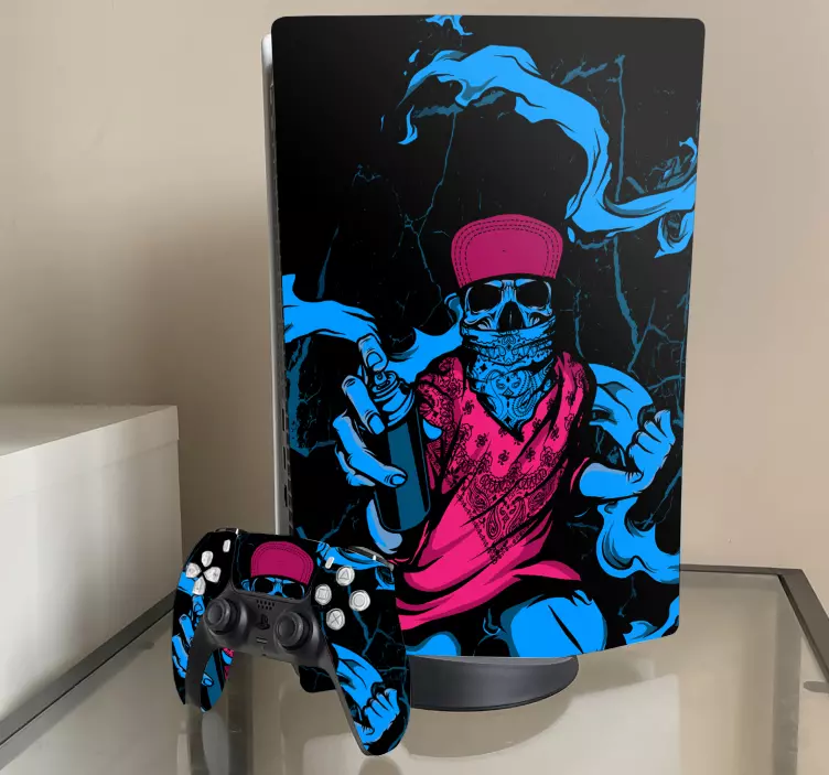 Samolepka graffiti skull design ps5 - TenStickers