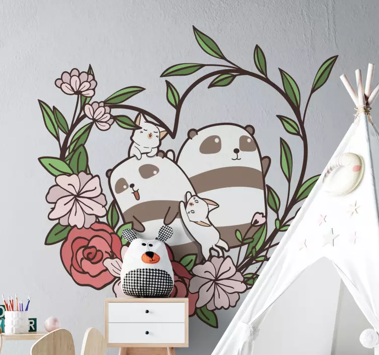 Panda hlava s věncem divoké zvíře obtisk - TenStickers