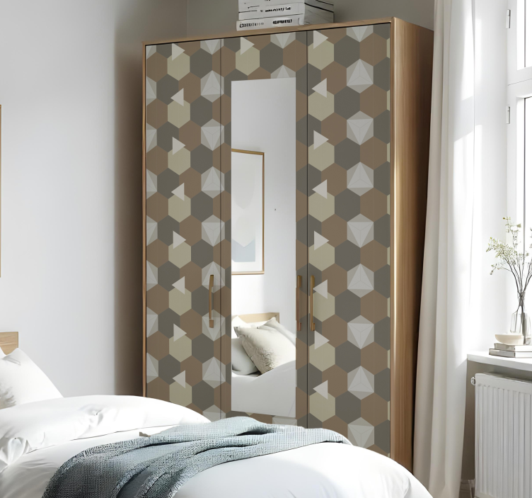 Hnědé šestiúhelníky Nábytek nálepka - TenStickers